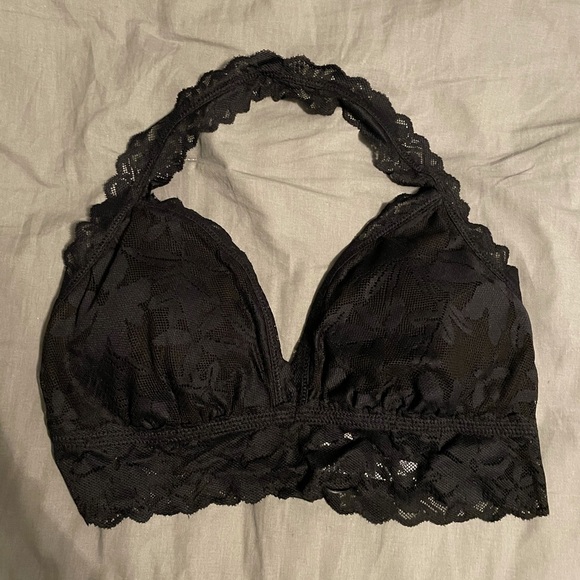 Aerie Black Lace Halter Bralette